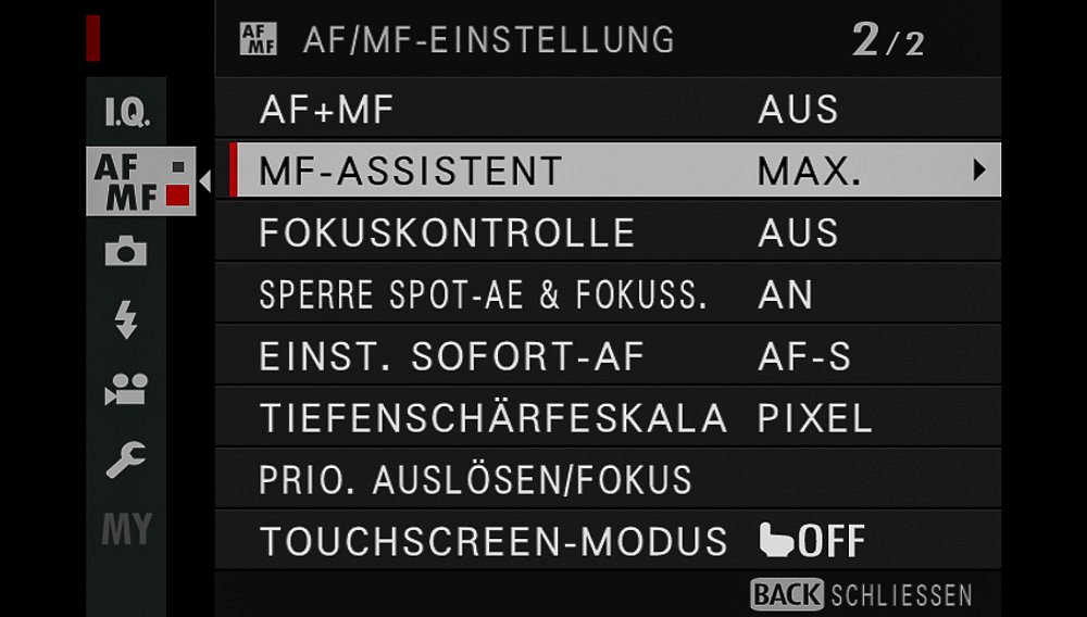 Fuji X-T20 - Menü Manuller Fokus / Focus Assistent
